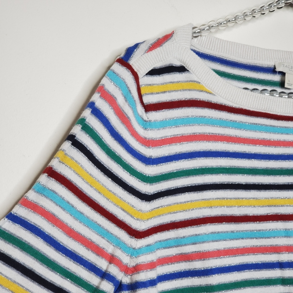 Euc Talbots Rainbow Striped Pullover Sweater - image 3